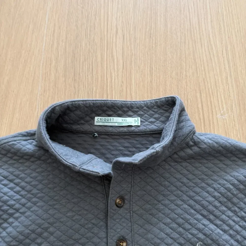 Criquet Quilted Pullover Sweater Men XXL Gray Henley Long Sleeve Outdoor Golf